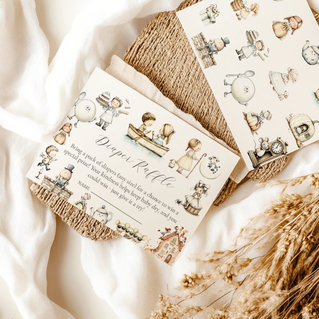 Cartão De Informações Nursery Rhyme Chá de fraldas rifle (Criador carregado)