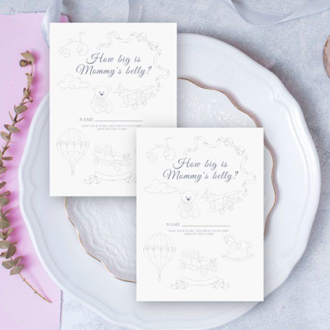 Cartão De Informações Nursery Toile How big is mommy's belly game (Criador carregado)