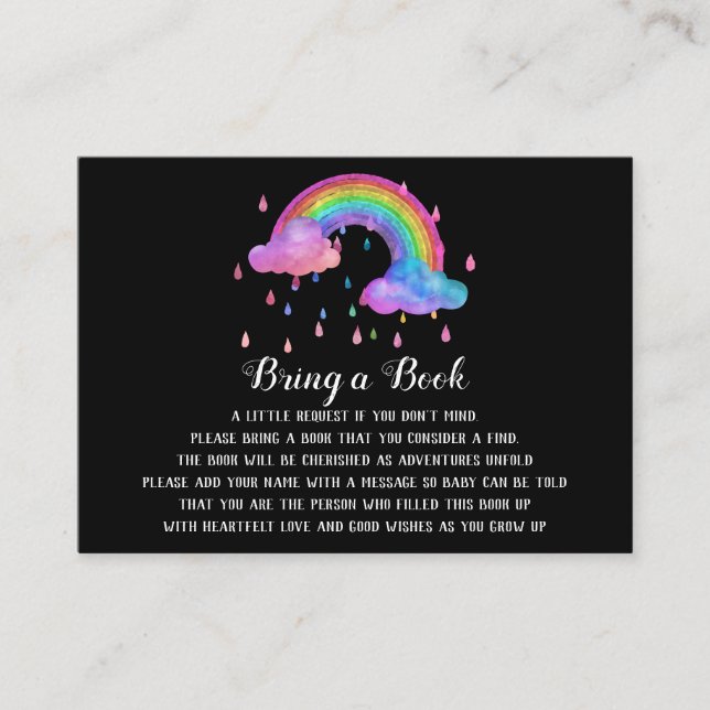 Cartão De Informações *~* Nuvens Chuvem Chuva Chuva Chuva Traga um Livro (Frente)