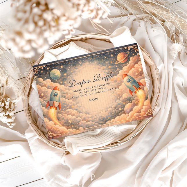 Cartão De Informações Nuvens de Foguete Espacial Sorteio de Fraldas (Criador carregado)