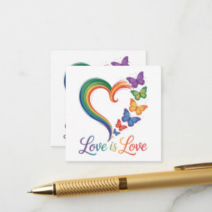 Cartão De Informações O Amor é Amor LGBT Borboleta Coração Arco-íris