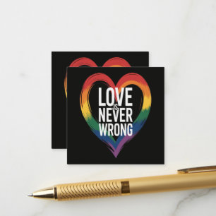 Cartão De Informações O amor nunca está errado Mês do Orgulho LGBT