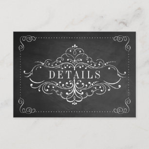 Cartão De Informações O Casamento de Quadro Negro Ornamentado - Detalhe