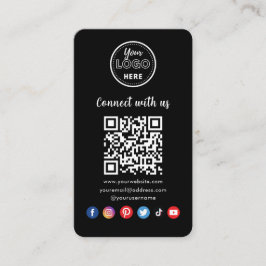 Cartão De Informações O código QR preto moderno se conecta com as mídias