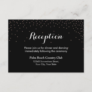 Cartão De Informações O confete moderno pontilha a recepção de casamento