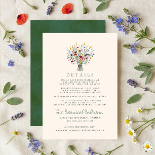 Cartão De Informações O Conjunto de Casamento Prado de Flores Silvestres