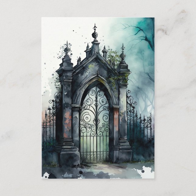 Cartão De Informações O Design 11 da série Gótica Cemetery Gate (Frente)