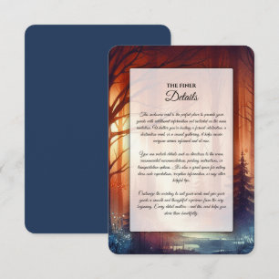 Cartão De Informações O Encanto Florestal do Casamento de Folhas Caindo