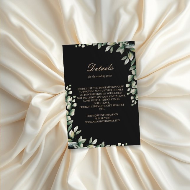 Cartão De Informações O eucalipto moderno deixa o casamento elegante (Criador carregado)