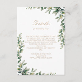Cartão De Informações O eucalipto moderno deixa o casamento elegante
