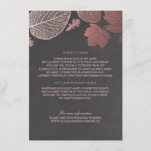 Cartão De Informações O ouro cor-de-rosa sae de detalhes do casamento do