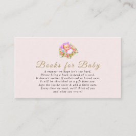 Cartão De Informações O tema da Flor rosa e Dourada é um chá de fraldas