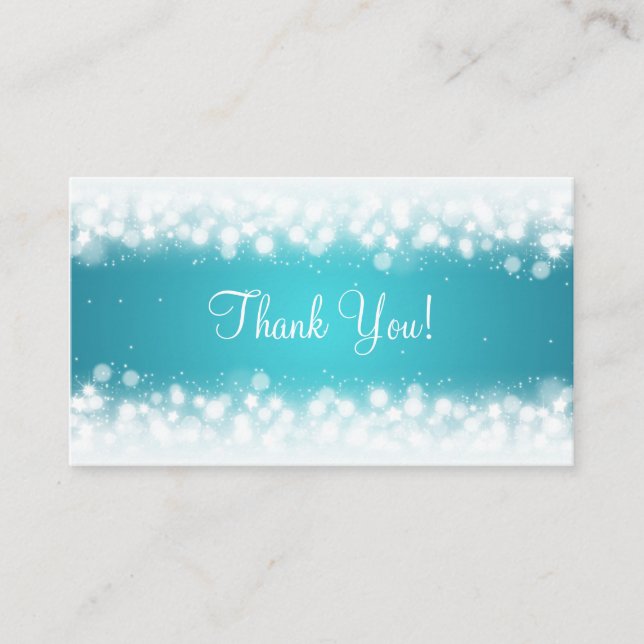 Cartão De Informações Obrigado A Inserir Turquesa Magic Sparkle (Frente)