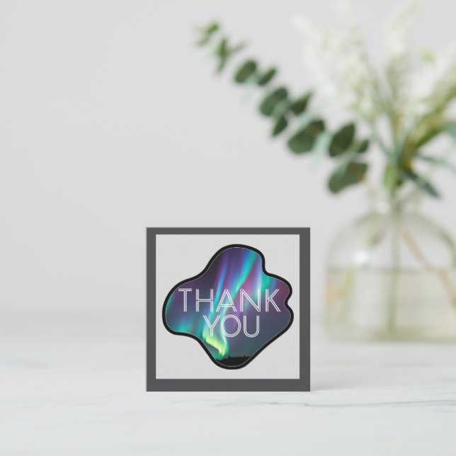 Cartão De Informações Obrigado, Aurora Boreal  (Em pé/Frente)