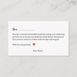 Cartão De Informações Obrigado! Chá de fraldas do Urso de Folha de outon