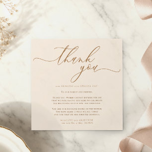 Cartão De Informações Obrigado Foto Personalizada creme bege Casamento