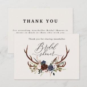 Cartão De Informações Obrigado por comparecer ao chá de noiva floral bur