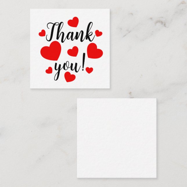 Cartão De Informações Obrigado, Red Hearts (Frente/Verso)