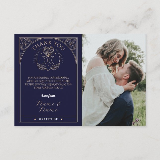 Cartão De Informações Obrigado Tarot Moon Crystals Heart Cards (Frente)