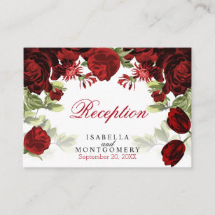 Cartão De Informações Obscuridade bonita - design floral vermelho -