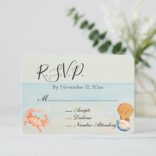 Cartão De Informações Ocean Beach Shells Wedds RSVP