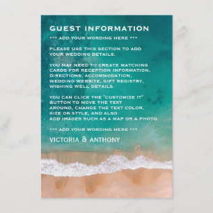 Cartão De Informações Ocean Wave, Detalhe do Casamento de Praia