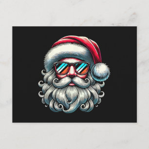 Cartão De Informações Óculos de Sol Retrô Natal Face do Papai Noel