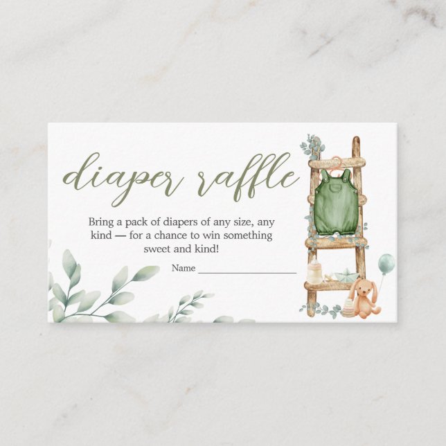 Cartão De Informações Oh Baby Boho Eucalyptus Fralda Raffle (Frente)