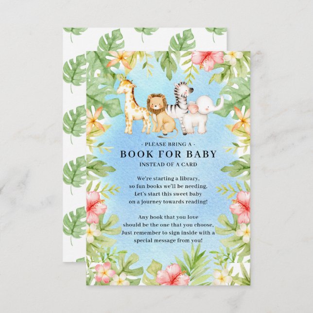 Cartão De Informações Oh Baby Jungle Chá de fraldas Book para Baby Enclo (Frente/Verso)