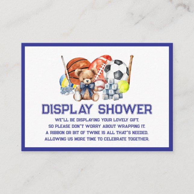 Cartão De Informações Oh Boy ALL STAR SPORT Baby Shower Display Shower (Frente)