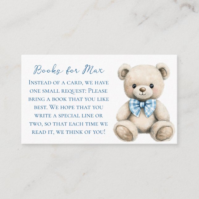 Cartão De Informações Oh Boy Baby Shower Book Request Card (Frente)