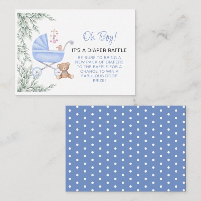 Cartão De Informações Oh Boy Baby Stroler E Fralda Móvel Raffle (Frente/Verso)