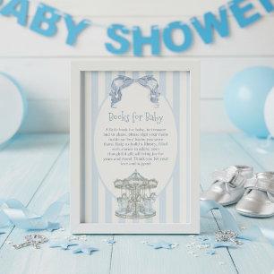 Cartão De Informações Oh Boy Blue Bow Carousel Stripe livros para bebê