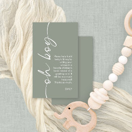 Cartão De Informações Oh Boy Sage Books para Chá de fraldas