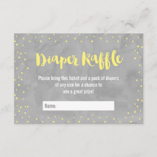 Cartão De Informações Oh Cinza bebê e Fralda amarela Raffle