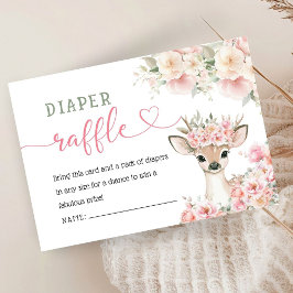 Cartão De Informações Oh Deer Baby Shower Pink Diaper Raffle 