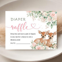 Oh Deer Twin Girls Baby Shower Diaper Raffle