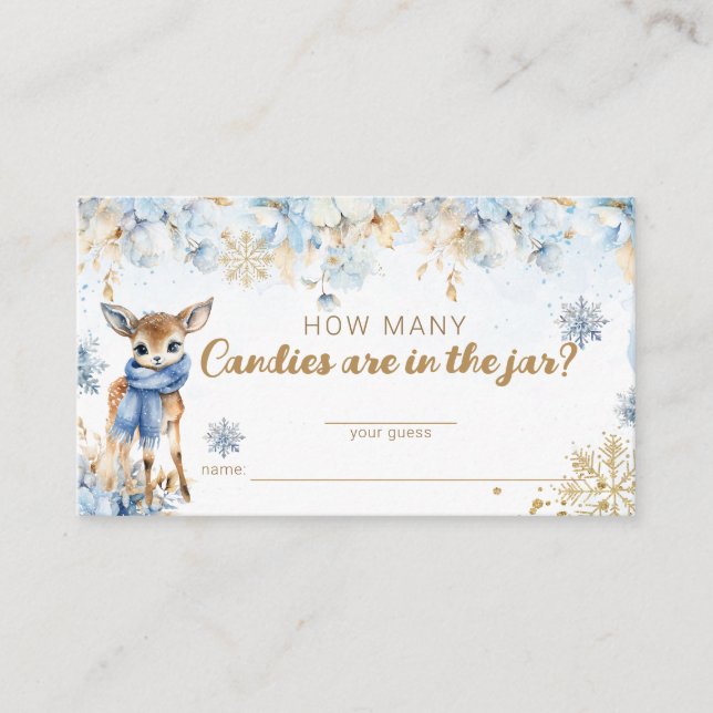 Cartão De Informações Oh Deer Winter Baby Boy Chá quantas velas (Frente)