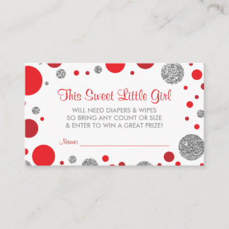 Cartão De Informações Oh Menina, Fralda Raffle Ticket, Faux Glitter