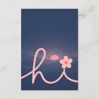 Cartão De Informações "oi" Design do Pôr do Sol da Montanha do Roteiro