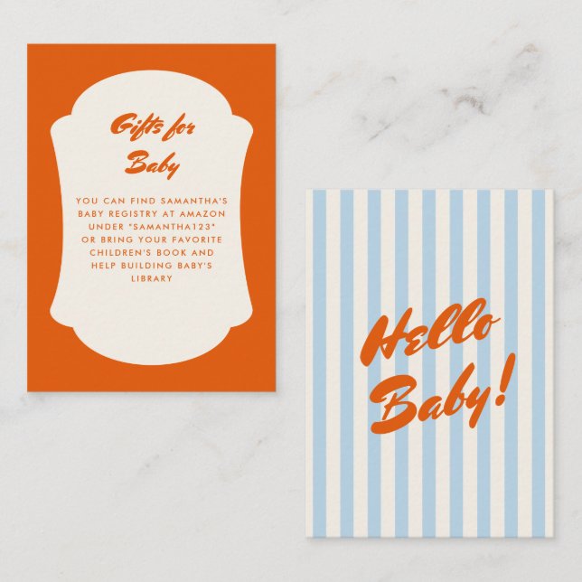 Cartão De Informações Olá Bebê Laranja Retrô Quadro Abstrato Chuvada de  (Frente/Verso)