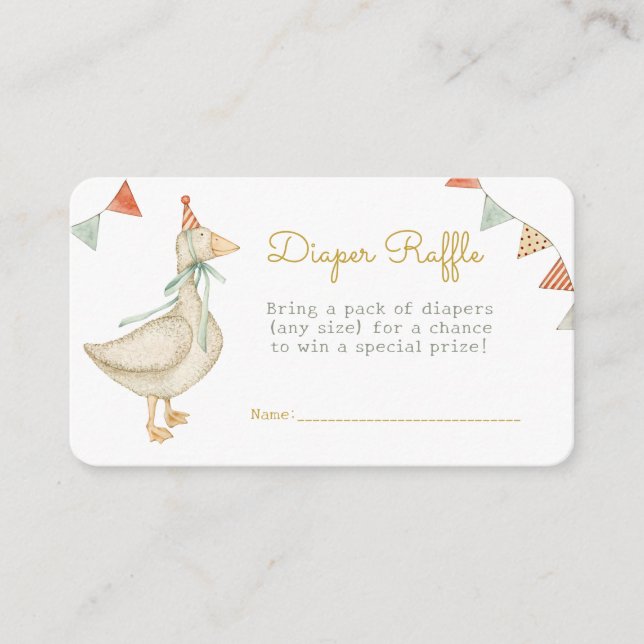 Cartão De Informações Olá Bebê Pato Brinquedos Fralda Raffle (Frente)