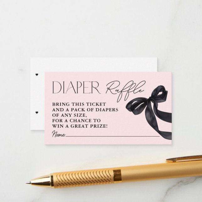 Cartão De Informações Olá Moderno Fralda Chá de Arco Negro Raffle (Frente/Verso In Situ)