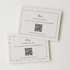 Cartão De Informações Old Money Black and Ivory Wedding RSVP Qr Code