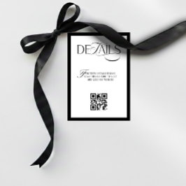 Cartão De Informações Old Money Black and White Wedding Details