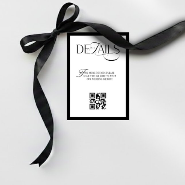 Cartão De Informações Old Money Black and White Wedding Details (Criador carregado)