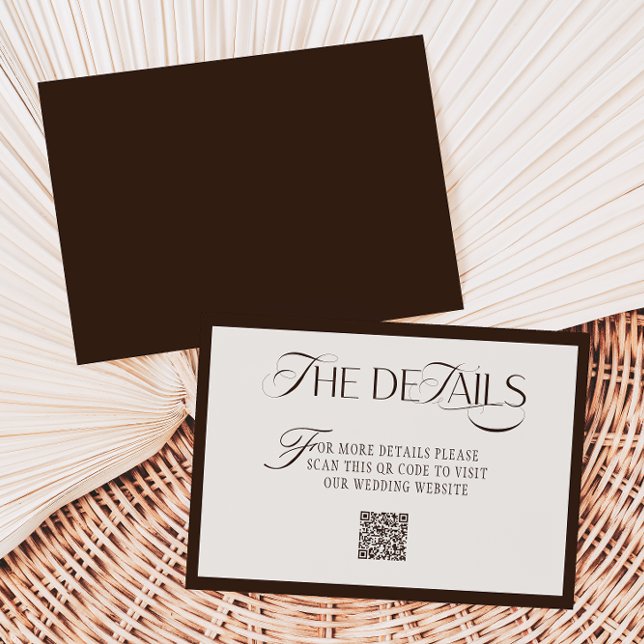 Cartão De Informações Old Money Mocca Beige Wedding Details (Criador carregado)