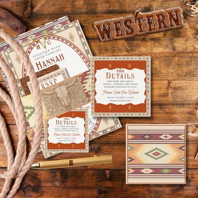 Cartão De Informações Old West Frontier Wedding Details Card (Criador carregado)