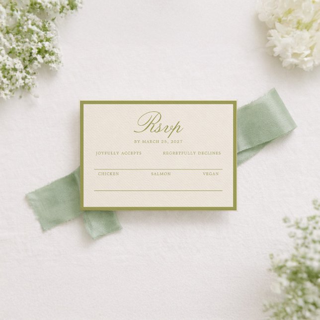 Cartão De Informações Olive Estate Calligraphy Wedding RSVP Card (Criador carregado)