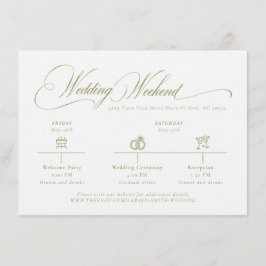 Cartão De Informações Olive Gree Monogram Wedding Details Enclosure Card